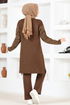 Double Knitwear Combine MSL22100 Brown - Thumbnail