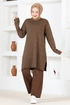 Double Knitwear Combine MSL22100 Brown - Thumbnail