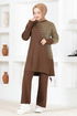 Double Knitwear Combine MSL5810 Brown - Thumbnail