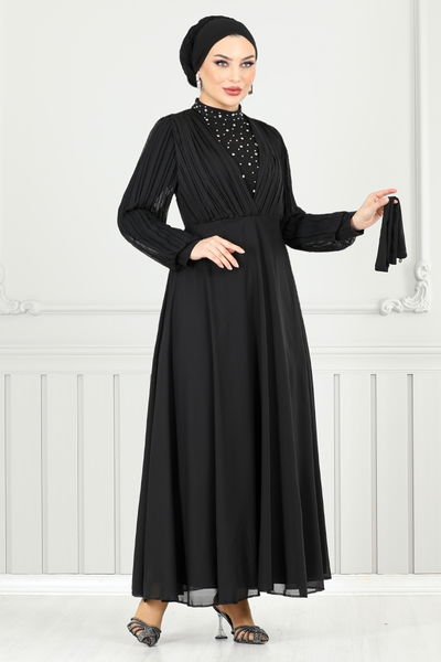 MRV A.L.G. - Drape Detail Stony Evening dress 0404ALG1079-M Black - 353181