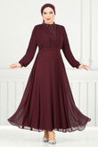 MRV A.L.G. - Drape Detail Stony Evening dress 0404ALG1079-M Burgundy