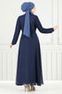 Drape Detail Stony Evening dress 0404ALG1079-M Laci - Thumbnail