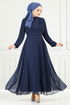 Drape Detail Stony Evening dress 0404ALG1079-M Laci - Thumbnail