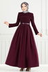 Drape Detay Tesettür Elbise 2421ANT904-M Bordo - Thumbnail