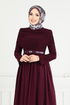 Drape Detay Tesettür Elbise 2421ANT904-M Bordo - Thumbnail