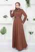 Drapeli Arch Abendkleid 267DVL897-M Kaffee - Thumbnail