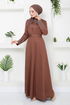 Drapeli Arch Abendkleid 267DVL897-M Kaffee - Thumbnail