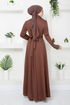 Drapeli Arch Abendkleid 267DVL897-M Kaffee - Thumbnail