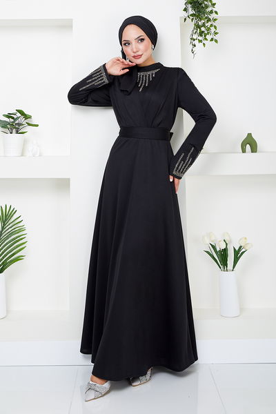MRV D.V.L. - Drapeli Belted Evening dress 267DVL897-M Black