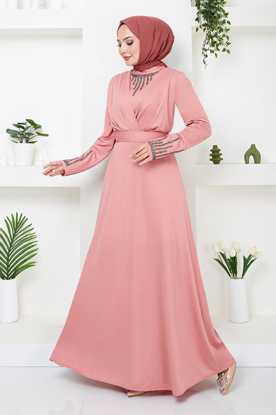 MRV D.V.L. - Drapeli Belted Evening dress 267DVL897-M Rose Kurusu