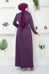 Drapeli Hijab Abendkleid 12241PL940-M Dunkel Lila - Thumbnail