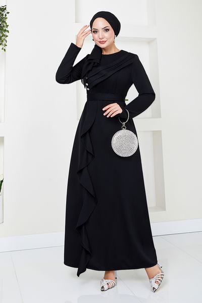 MRV P.L. - Drapeli Hijab Evening dress 12241PL940-M Black