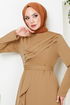 Drapeli Hijab Evening dress 12241PL940-M Latte - Thumbnail