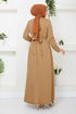 Drapeli Hijab Evening dress 12241PL940-M Latte - Thumbnail