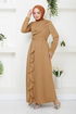 Drapeli Hijab Evening dress 12241PL940-M Latte - Thumbnail