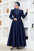 Drapeli Satin Evening dress YGS6559 Navy blue - Thumbnail