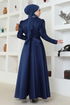 Drapeli Satin Evening dress YGS6559 Navy blue - Thumbnail