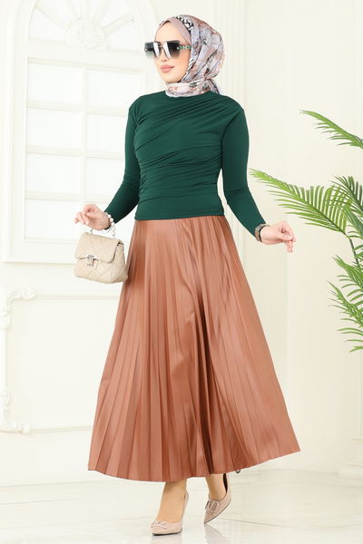 A.Y.D. - Drapeli Tesettür Bluz 4725AYD574-MS Zümrüt - 371882