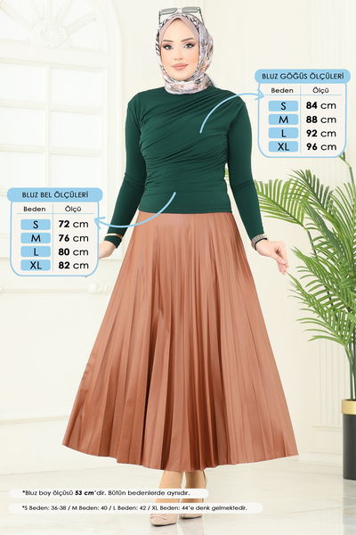 A.Y.D. - Drapeli Tesettür Bluz 4725AYD574-MS Zümrüt - 371884