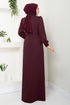 Drapeli The Stone Detail Dress 5025SL890 Burgundy - Thumbnail