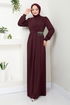 Drapeli The Stone Detail Dress 5025SL890 Burgundy - Thumbnail