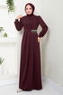 Drapeli The Stone Detail Dress 5025SL890 Burgundy - Thumbnail