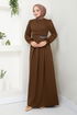 Drapeli The Stone Detail Dress 5025SL890 Coffee - Thumbnail