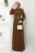 Drapeli The Stone Detail Dress 5025SL890 Coffee - Thumbnail