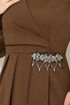 Drapeli The Stone Detail Dress 5025SL890 Coffee - Thumbnail