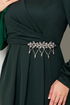 Drapeli The Stone Detail Dress 5025SL890 Emerald - Thumbnail