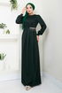 Drapeli The Stone Detail Dress 5025SL890 Emerald - Thumbnail