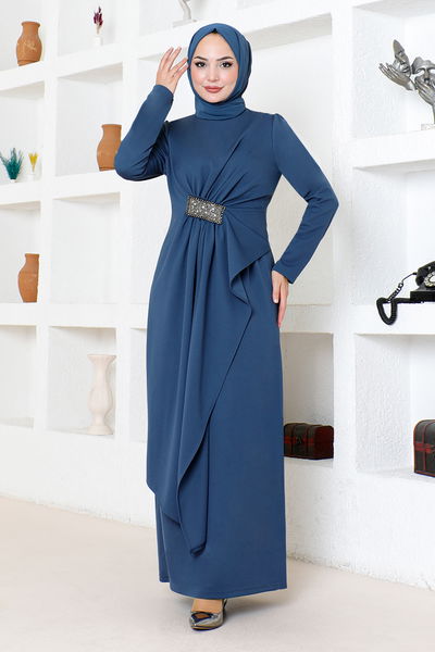 MRV S.L. - Drapeli The Stone Embroidered Evening dress 5020SL890 Indigo