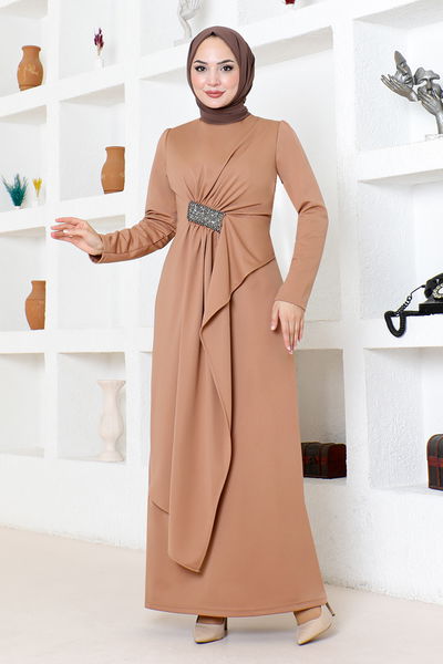 MRV S.L. - Drapeli The Stone Embroidered Evening dress 5020SL890 Latte