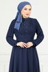 Drapez Détail Pierreux Robe de soirée 0404ALG1079-L Laci - Thumbnail