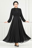 MRV A.L.G. - Drapez Détail Pierreux Robe de soirée 0404ALG1079-L Noir