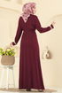 Dress 004MT581-MS Burgundy - Thumbnail