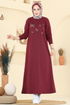 Dress 201OZN1046-MS Burgundy - Thumbnail