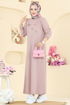 الفستان بيج وردي 201OZN1046-MS - Thumbnail