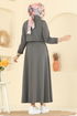 الفستان رمادي غامق 21201MPR1163-MS - Thumbnail