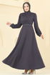 الفستان رمادي غامق 23030UKB139-MS - Thumbnail