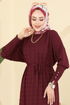 Dress 241420TPK1167-MS Burgundy - Thumbnail