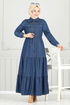 Dress 25019MTS1095-M Dark Denim - Thumbnail