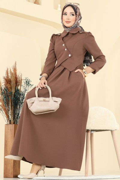 S.L. - الفستان بيج غامق 2743SL432-MS