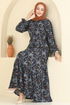 Dress 4128PM271-MS Pattern 2 Navy Blue - Thumbnail