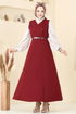 DRESS 6208BSK463-MS Burgundy - Thumbnail