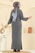 الفستان رمادي غامق 8341KL398-MS - Thumbnail