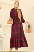 Dress 9010S324-MS Burgundy - Thumbnail