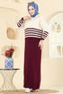 Dress 9051OZN1046-MS Burgundy - Thumbnail
