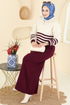 Dress 9051OZN1046-MS Burgundy - Thumbnail