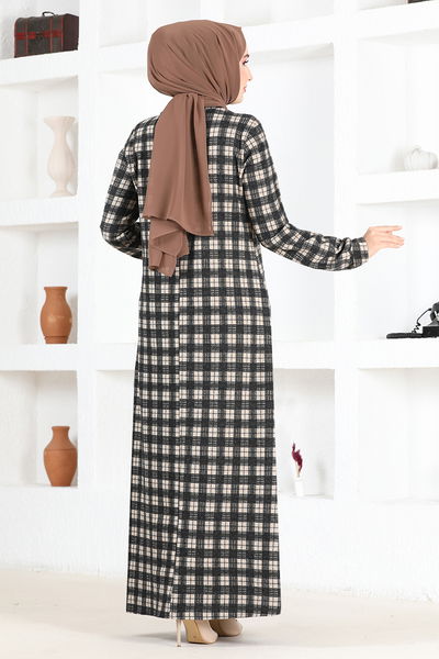 MSL - Düğme Detay Elbise MSL1566 Vizon - 331067